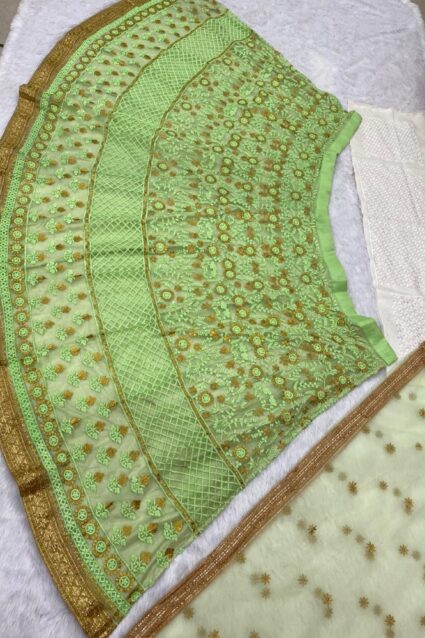 Pale Green Color Classic Lehenga Choli On Net With Dupatta