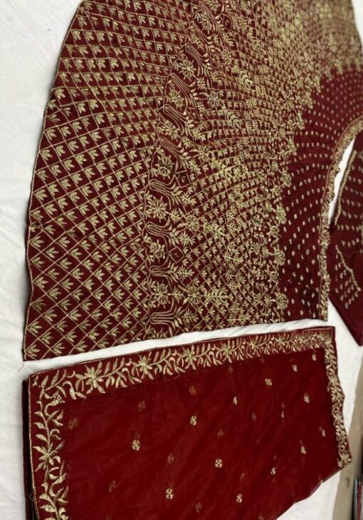 Red Color Charming Lehenga Choli On Heavy Taffeta Silk With Embroidery Work
