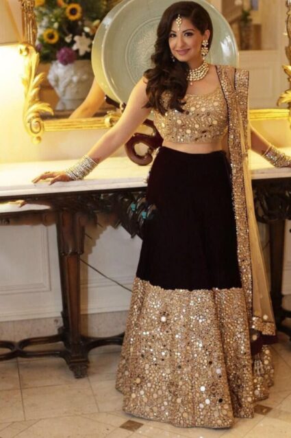 Dark Blue Color Stunnig Lehenga Choli On Taffeta Silk With Dupaata