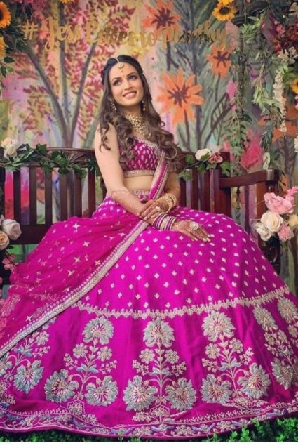 Pink Color Beautiful Lehanga Choli On Taffeta Silk With Heavy Embroidery Work