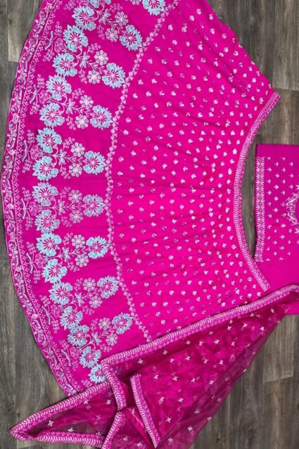 Pink Color Beautiful Lehanga Choli On Taffeta Silk With Heavy Embroidery Work