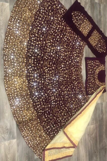 Purple Color Classic Lehenga Choli On Velvet With Heavy Embroidery Work