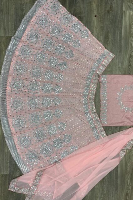 Peach Color Desirable Lehenga Choli On Georgette With Gota Patta Work