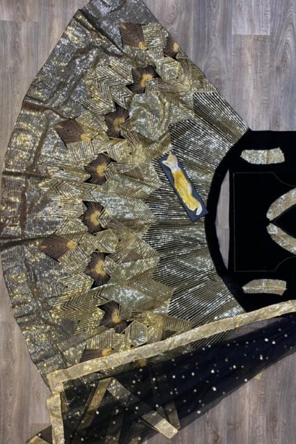 Blue Color Fancy Lehenga Choli On Velvet With Dupatta