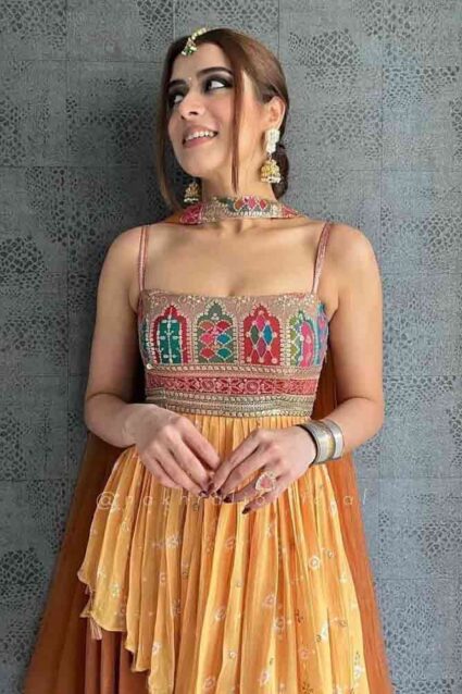 Multi Color Fancy Sharara Suit On Georgette With Dupatta Multi Color Fancy Sharara Suit On Georgette With Dupatta