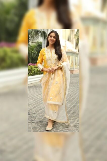 Yellow Color Sara Ali Khan Delightful Kurti On Rayon Cotton