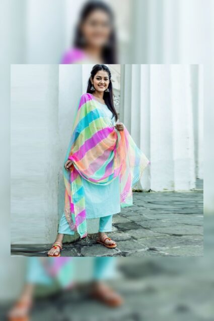 Sky Blue Color Classic Salwar Suit On Pc Cotton