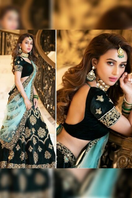 Dark Green Color Lehenga Choli On Heavy Velvet With Embroidery Work
