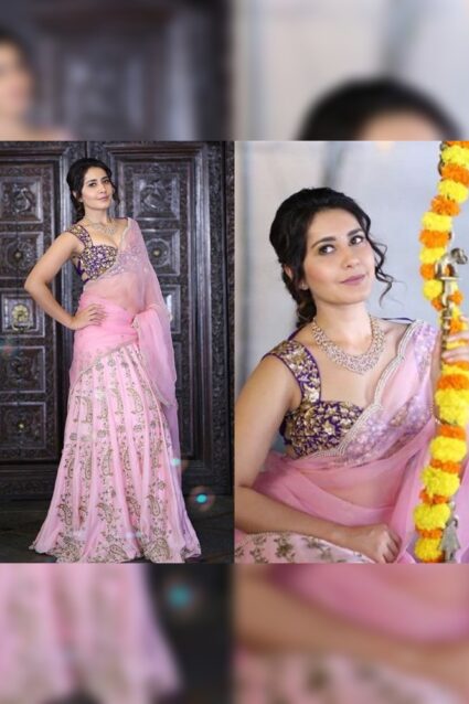 Multi Color Beautiful Raashi Khanna Lehenga Choli On Taffeta Silk