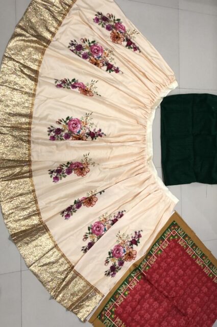 Off White Color Stunnig Lehenga Choli On Crepe With Dupatta