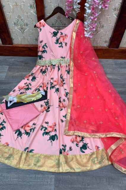 Pink Color Classic Salwar Suit On Crepe With Digital Print