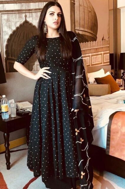 Black Color Classic Salwar Suit On Georgette With Digital Print