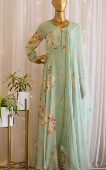 Pale Green Color Classic Kurti On Georgette