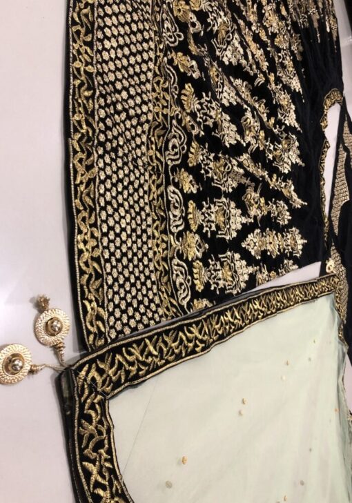 Black Color Charming Lehenga Choli On Heavy Velvet With Embroidery Work