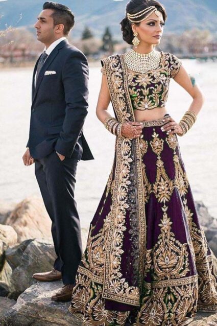 Wine Color Beautiful Lehenga Choli On Velvet With Heavy Embroidery Work