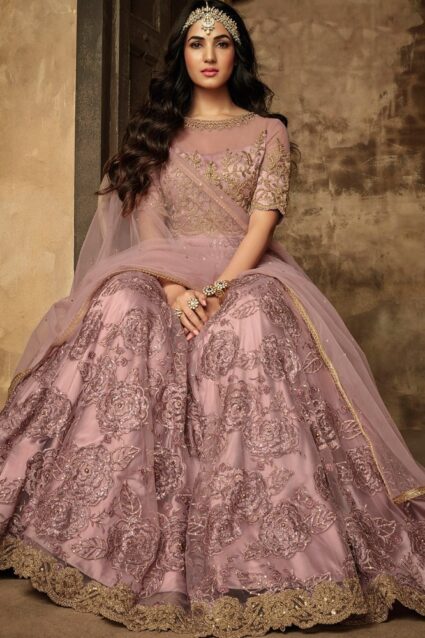 Plum Color Beautiful Lehenga Choli On Net With Embroidery Work