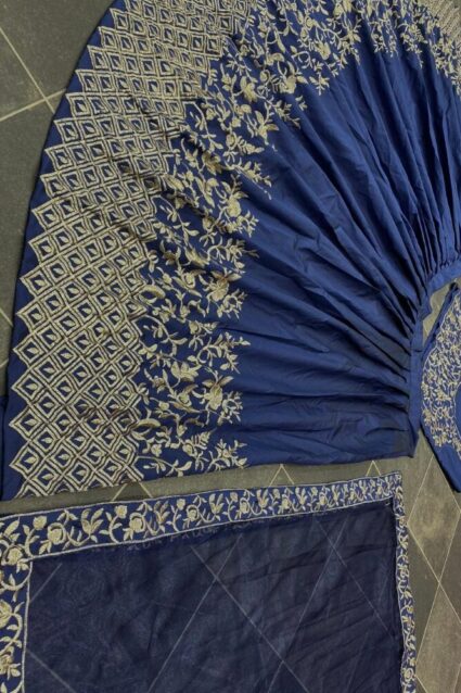 Dark Blue Color Classic Lehenga Choli On Taffeta Silk With Embroidery Work