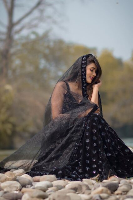 Black Color Stunning Garima Chaurasia Lehenga Choli On Heavy Velvet