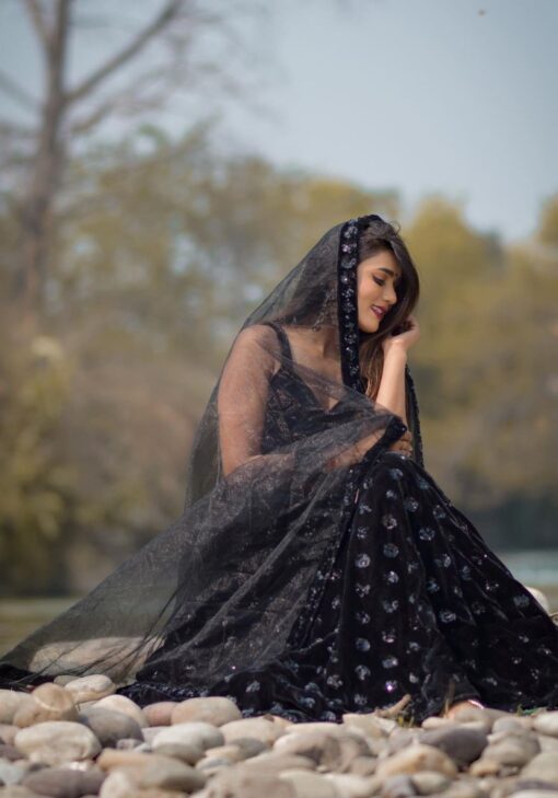 Black Color Stunning Garima Chaurasia Lehenga Choli On Heavy Velvet