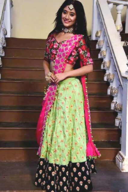 Multi Color Traditional Lehenga Choli On Banglory Satin