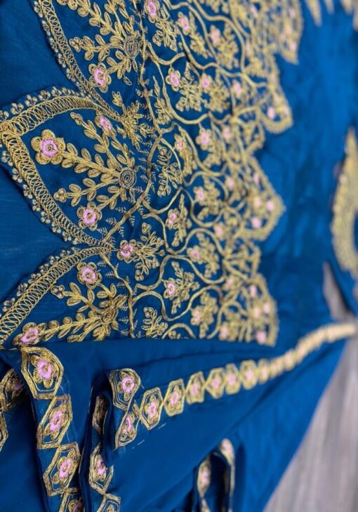 Navy Blue Color Classic Lehenga Choli On Banglory Satin With Cording Embroidery Work