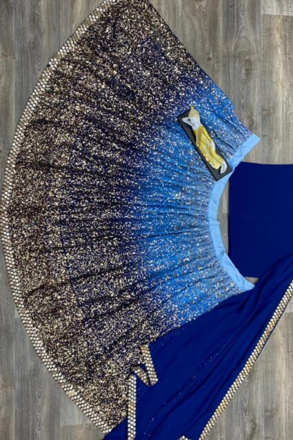 Blue Color Shadded Lehenga Choli On Georgette With Dupatta