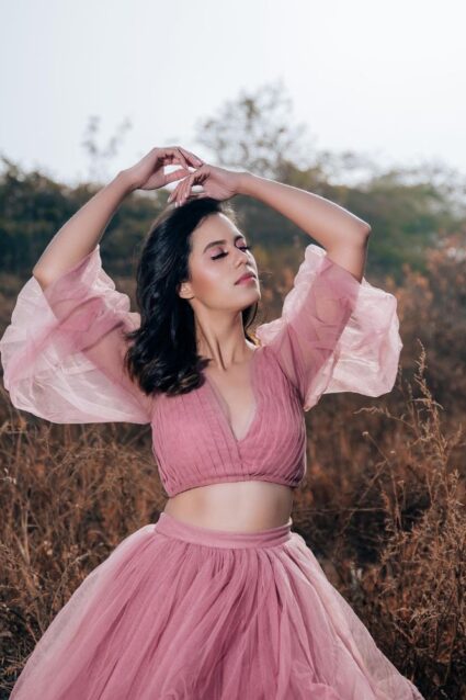 Baby Pink Color Ruffle Lehenga Choli On Net