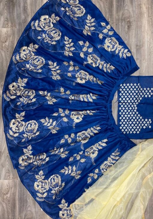 Blue Color Stylish Lehenga Choli On Banglory With Embroidey Work