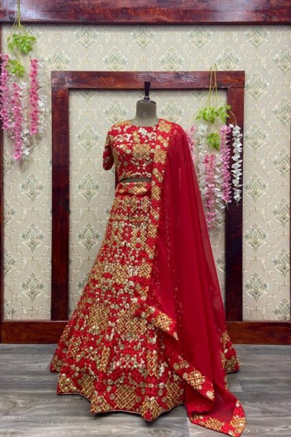 Red Color Charming Lehenga Choli On Georgette