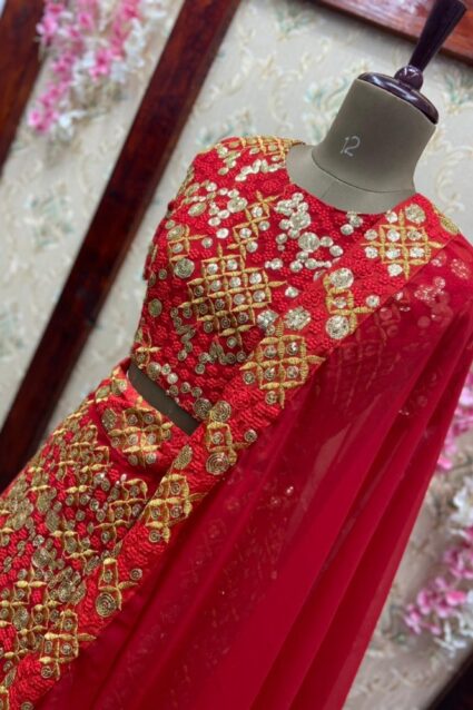 Red Color Charming Lehenga Choli On Georgette