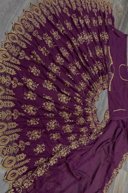 Purple Color Fancy Lehenga Choli On Georgette With Embroidery Work