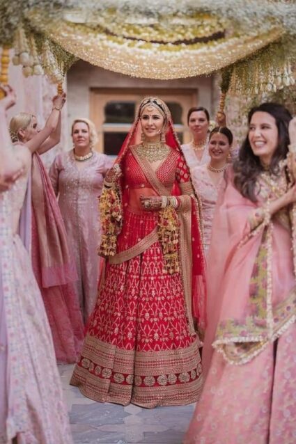 Red Color Katrina Kaif Stunning Weddind Lehenga