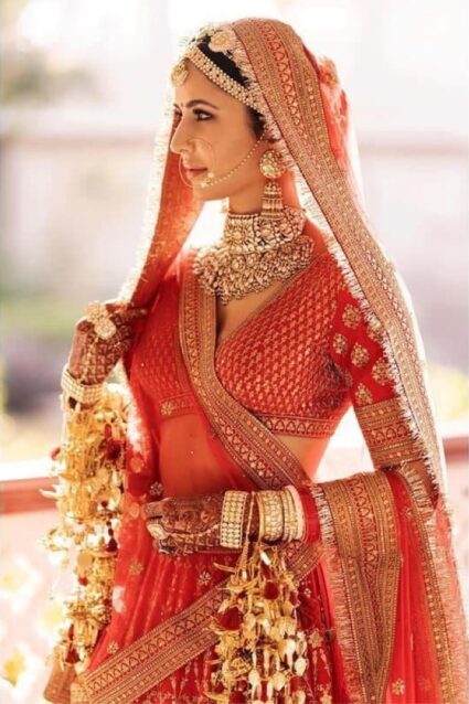 Red Color Katrina Kaif Stunning Weddind Lehenga