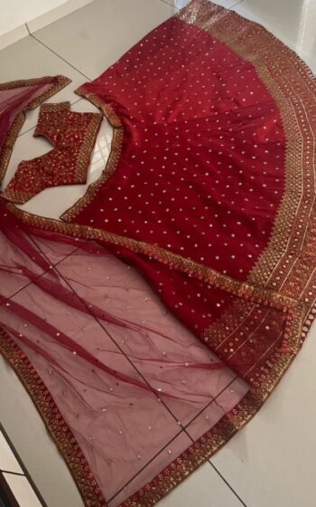 Red Color Sparkling Lehenga Choli On Phantom Silk