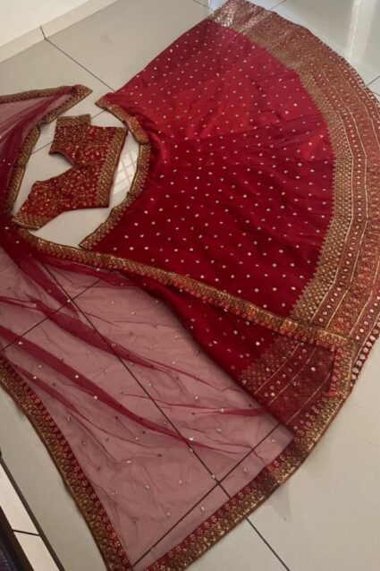 Red Color Sparkling Lehenga Choli On Phantom Silk