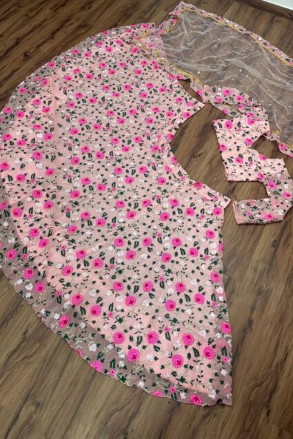 Baby Pink Color Charming Lehenga Choli On Georgette