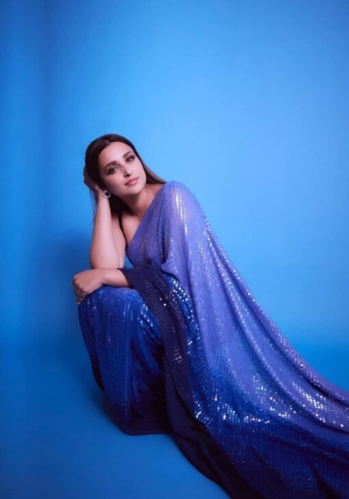 Blue Color Parineeti Chopra On Georgette With Sequin Work
