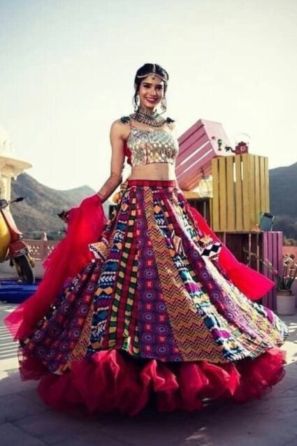 Multi Coloy Lehenga On Heavy Timo With Gota Patti Work