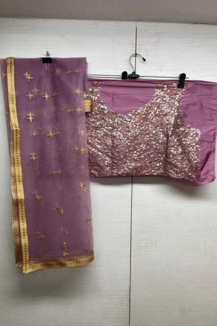 Light Purple Color Lenegha On Taffeta Silk With Heavy Sequin Embroidery Work