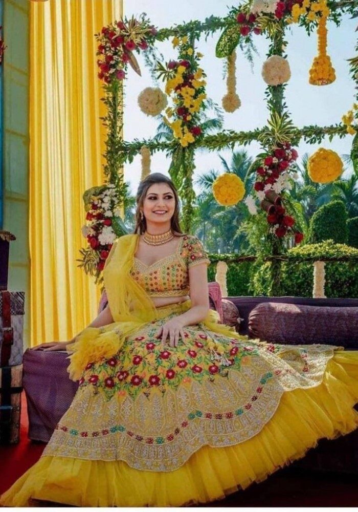 Buy Traditional Wear Yellow Printed Work Cotton Ready To Wear Lehenga Choli  Online From Surat Wholesale Shop.
