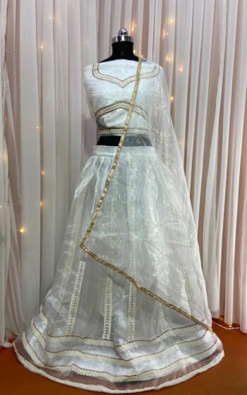 White Color Garima Chaurasia Lehenga On Organza With Embroidery Sequin Work