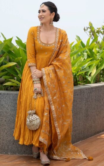 Fantastic Golden Karsima Kapoor Kurti with dupatta