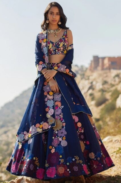 Violet Color Lehenga On Heavy Japan Satin With Digital Print