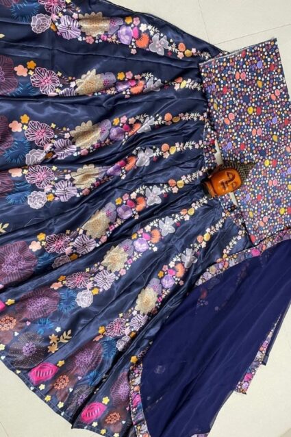 Violet Color Lehenga On Heavy Japan Satin With Digital Print
