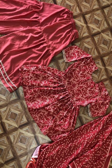 Red Color Stunning Sharara Suit On Heavy American Crepe With Digital Print Red Color Stunning Sharara Suit On Heavy American Crepe With Digital Print