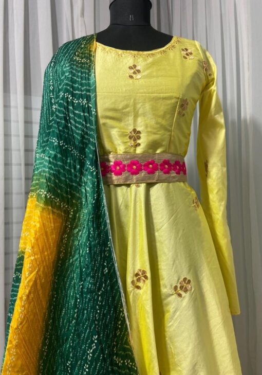 Gorgeous Girl Yellow Embroidery  Kurti with Bandej dupatta