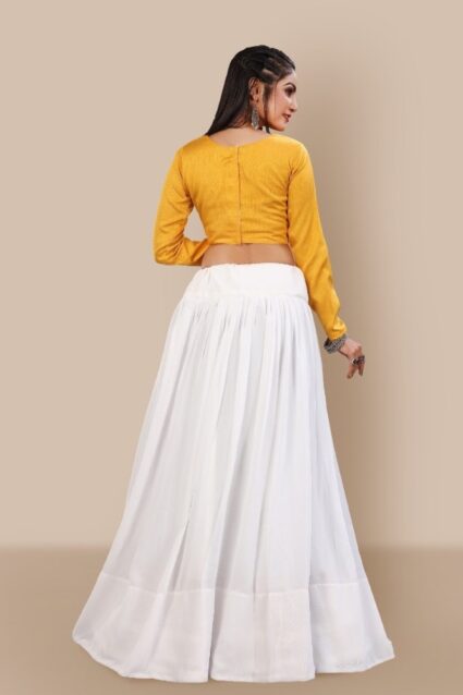 Designer Fancy Blouse Lehenga in Yellow Color Lehenga On Timo Silk With Plean Work