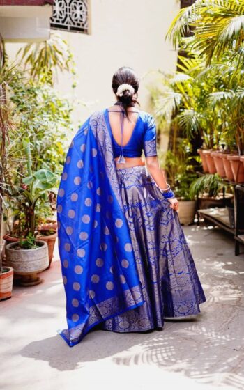 EthnicRace Luxurious Royal Blue Lehenga Choli Dupatta