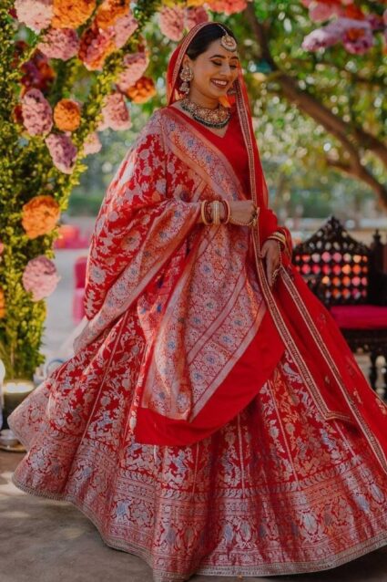 Elegant Red Crop Top Lehenga choli for wedding wear