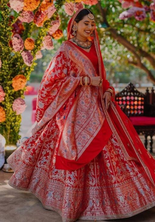 Elegant Red Crop Top Lehenga choli for wedding wear